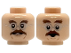 Part No: 3626pb2477  Name: Minifigure, Head Dual Sided Dark Brown Bushy Eyebrows and Moustache, Silver Round Glasses, Open Mouth Smile with Teeth / Surprised Pattern