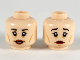 Part No: 3626pb2479  Name: Minifigure, Head Dual Sided Female Black Eyebrows, Upper Eyelids, Medium Nougat Eye Shadow, Cheek Lines, Wrinkles, and Chin Dimple, Dark Red Lips, Open Mouth Smile with Teeth / Sad Frown Pattern