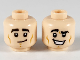 Part No: 3626pb2499  Name: Minifigure, Head Dual Sided Black Eyebrows, Lopsided Grin / Large Smile with Raised Right Eyebrow Pattern