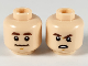 Part No: 3626pb2500  Name: Minifigure, Head Dual Sided Dark Brown Eyebrows, Neutral / Confused with Lowered Left Eyebrow Pattern