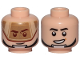 Part No: 3626pb2520  Name: Minifigure, Head Dual Sided Dark Tan Visor, Stern Black Eyebrows, Chin Strap / Open Mouth Grin Pattern (SW T-16 Skyhopper Pilot)