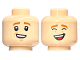 Part No: 3626pb2678  Name: Minifigure, Head Dual Sided Child Dark Orange Eyebrows, Lopsided Smile with Teeth / Laughing with Closed Eyes Pattern