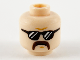 Part No: 3626pb2710  Name: Minifigure, Head Dark Orange Brow Furrow, Black Sunglasses with White Stripes, Dark Brown Horseshoe Moustache Pattern