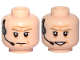 Part No: 3626pb2723  Name: Minifigure, Head Dual Sided Dark Tan Eyebrows, Wrinkles, Headset, Frown / Smile Pattern