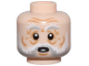 Part No: 3626pb2737  Name: Minifigure, Head White and Light Bluish Gray Bushy Eyebrows, Moustache and Beard, Medium Nougat Chin Dimple, Wrinkles and Cheek Lines, Surprised Open Mouth with Bottom Teeth Pattern