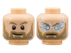 Part No: 3626pb2854  Name: Minifigure, Head Dual Sided Dark Tan Eyebrows and Full Beard, Light Bluish Gray Highlights, Grin / Angry with Lightning Eyes Pattern