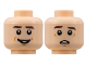 Part No: 3626pb2862  Name: Minifigure, Head Dual Sided Dark Brown Eyebrows, Small Smile / Scared Pattern