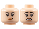 Part No: 3626pb2873  Name: Minifigure, Head Dual Sided Female Black Eyebrows, Single Eyelashes, Nougat Lips, Lopsided Grin with Dimple / Scared Open Mouth with Teeth Pattern