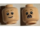 Part No: 3626pb2894  Name: Minifigure, Head Dual Sided Olive Green Eyebrows, Smirk / Scared Pattern