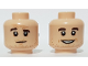 Part No: 3626pb2906  Name: Minifigure, Head Dual Sided Dark Brown Eyebrows, Stubble, Open Mouth Smile / Quizzical Pattern