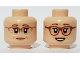 Part No: 3626pb2910  Name: Minifigure, Head Dual Sided Female, Reddish Brown Eyebrows, Cheek and Brow Lines, Glasses, Smile / Open Mouth Smile Pattern