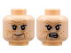 Part No: 3626pb2911  Name: Minifigure, Head Dual Sided Black Eyebrows, Dark Orange Wrinkles and Blemishes, Grin / Angry Pattern