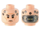 Part No: 3626pb2954  Name: Minifigure, Head Black Eyebrows, Dark Orange Cheek Lines and Chin Dimple, Silver Circles and Metal Mechanical Panel Pattern