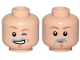 Part No: 3626pb3011  Name: Minifigure, Head Dual Sided Dark Tan Eyebrows, Chin Dimple, Blue Milk Stains, Open Mouth Smile and Wink / Sad Pattern (SW Luke Skywalker)