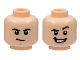 Part No: 3626pb3013  Name: Minifigure, Head Dual Sided Black Eyebrows, Medium Nougat Chin Dimple, Firm / Smile with Teeth and Raised Left Eyebrow Pattern