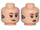 Part No: 3626pb3022  Name: Minifigure, Head Dual Sided Female Reddish Brown Eyebrows, Nougat Lips, Freckles, Silver Triangle (Focus), Lopsided Closed Mouth / Surprised Open Mouth Pattern
