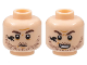 Part No: 3626pb3023  Name: Minifigure, Head Dual Sided Beard Stubble, Reddish Brown Eyebrows, Black Snake Tattoo, Mouth Closed / Mouth Open Pattern