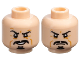 Part No: 3626pb3030  Name: Minifigure, Head Dual Sided Black Eyebrows, Moustache, and Goatee, Medium Nougat Cheek Lines and Wrinkles, Open Mouth Smile with Teeth / Scowl Pattern