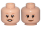 Part No: 3626pb3053  Name: Minifigure, Head Dual Sided Female, Nougat Eyebrows, Cheek Lines, Lips, Open Mouth Smile / Smile Pattern