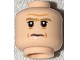 Part No: 3626pb3068  Name: Minifigure, Head Dark Tan Thick Eyebrows, Nougat Forehead Line and Wrinkles, White Pupils, Frown Pattern