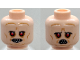 Part No: 3626pb3100  Name: Minifigure, Head Dual Sided Alien with Red Eyes, Bared Pointed Teeth, Medium Nougat Wrinkles, Neutral / Frown with Narrow Open Mouth Pattern