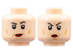 Part No: 3626pb3111  Name: Minifigure, Head Dual Sided Female Black Eyebrows, Dark Red Lips, Medium Nougat Contour Lines, Small Smile / Scowl Pattern