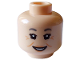 Part No: 3626pb3113  Name: Minifigure, Head Female Dark Bluish Gray Eyebrows, Open Smile, Medium Nougat Cheek Lines and Crow's Feet Pattern