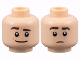 Part No: 3626pb3128  Name: Minifigure, Head Dual Sided Dark Brown Eyebrows, Wide Grin with Raised Eyebrow Right / Neutral Pattern