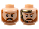 Part No: 3626pb3135  Name: Minifigure, Head Dual Sided Dark Orange Eyebrows and Beard, Open Mouth with White Teeth / Closed Mouth and Gold Headset Pattern