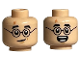 Part No: 3626pb3146  Name: Minifigure, Head Dual Sided Black Eyebrows and Glasses, Medium Nougat Lightning Scar, Lopsided Grin / Open Mouth Smile with Teeth Parted Pattern