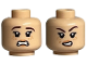 Part No: 3626pb3186  Name: Minifigure, Head Dual Sided Female Dark Brown Eyebrows, Nougat Freckles and Lips, Angry / Scared Pattern