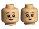 Part No: 3626pb3189  Name: Minifigure, Head Dual Sided Dark Orange Eyebrows, Medium Nougat Freckles, Dark Tan Scuff Mark, Lopsided Grin / Eating Pattern
