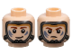 Part No: 3626pb3226  Name: Minifigure, Head Dual Sided Child, Dark Bluish Gray Air Mask, Reddish Brown Eyebrows, Sand Blue Paint Splotches, Grin / Scowl Pattern