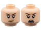 Part No: 3626pb3239  Name: Minifigure, Head Dual Sided Female Dark Brown Eyebrows, Black Eyelashes, Nougat Lips, Neutral / Angry Open Mouth with Teeth Parted Pattern