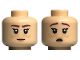 Part No: 3626pb3241  Name: Minifigure, Head Dual Sided Female Reddish Brown Eyebrows, Nougat Lips and Freckles, Smile / Scared with Open Mouth Pattern