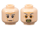 Part No: 3626pb3258  Name: Minifigure, Head Dual Sided Dark Bluish Gray Eyebrows, Medium Nougat Wrinkles, Neutral / Angry with Bright Light Yellow Teeth Pattern
