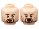 Part No: 3626pb3259  Name: Minifigure, Head Dual Sided Dark Brown Eyebrows, Goatee and Stubble Beard, Medium Nougat Cheek Lines, Grin / Scowl Pattern