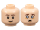 Part No: 3626pb3260  Name: Minifigure, Head Dual Sided Dark Brown Eyebrows, Medium Nougat Chin Dimple, Grin / Scared with Bright Light Blue Eyes Pattern