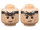 Part No: 3626pb3261  Name: Minifigure, Head Dual Sided Dark Brown Eyebrows, Silver Tiara, Medium Nougat Cheek Lines and Chin Dimple, Smirk / Frown Pattern