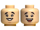 Part No: 3626pb3270  Name: Minifigure, Head Dual Sided Black Eyebrows, Medium Nougat Chin Dimple, Open Mouth Smile with Teeth / Wide Open Mouth Smile with Tongue Pattern