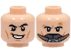 Part No: 3626pb3277  Name: Minifigure, Head Dual Sided Black Eyebrows, Medium Nougat Cheek Lines and Dimples, Lopsided Open Mouth Smile / Breathing Apparatus Pattern