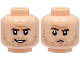 Part No: 3626pb3278  Name: Minifigure, Head Dual Sided Dark Brown Eyebrows, Dark Tan Stubble Beard, Medium Nougat Chin Dimple, Lopsided Open Mouth Smile / Frown Pattern
