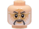 Part No: 3626pb3279  Name: Minifigure, Head Dark Bluish Gray Eyebrows and Moustache, White Beard, Gold Glasses, Medium Nougat Wrinkles, Chin Dimple, Smile Pattern