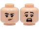Part No: 3626pb3282  Name: Minifigure, Head Dual Sided Female Black Eyebrows, Nougat Lips, Medium Nougat Dimples, Lopsided Grin / Scared with Open Mouth Pattern