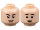 Part No: 3626pb3283  Name: Minifigure, Head Dual Sided Black Eyebrows, Nougat Chin Dimple, Open Mouth Smile / Surprised Pattern