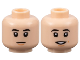 Part No: 3626pb3284  Name: Minifigure, Head Dual Sided Black Eyebrows, Nougat Chin Dimple, Neutral / Open Mouth Smile Pattern
