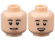 Part No: 3626pb3285  Name: Minifigure, Head Dual Sided Black Eyebrows, Nougat Chin Dimple, Narrow Open Mouth Smile / Wide Open Mouth Smile Pattern