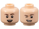 Part No: 3626pb3289  Name: Minifigure, Head Dual Sided Dark Brown Eyebrows, Nougat Dimples, Open Mouth Smile with Teeth and Tongue / Wink Right Pattern