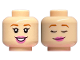 Part No: 3626pb3295  Name: Minifigure, Head Dual Sided Female Dark Orange Eyebrows, Dark Pink Lips, Open Mouth Smile / Sleeping with Smirk Pattern