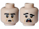 Part No: 3626pb3306  Name: Minifigure, Head Dual Sided Black Eyebrows, Medium Nougat Cheek Lines, Open Mouth Scared / Terrified with White Teeth and Red Tongue Pattern